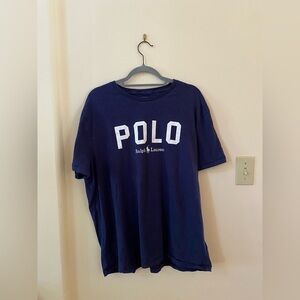 RALPH LAUREN POLO JERSEY SHORT SLEEVE TOP COTTON NAVY BLUE GRAPHIC SIZE XL